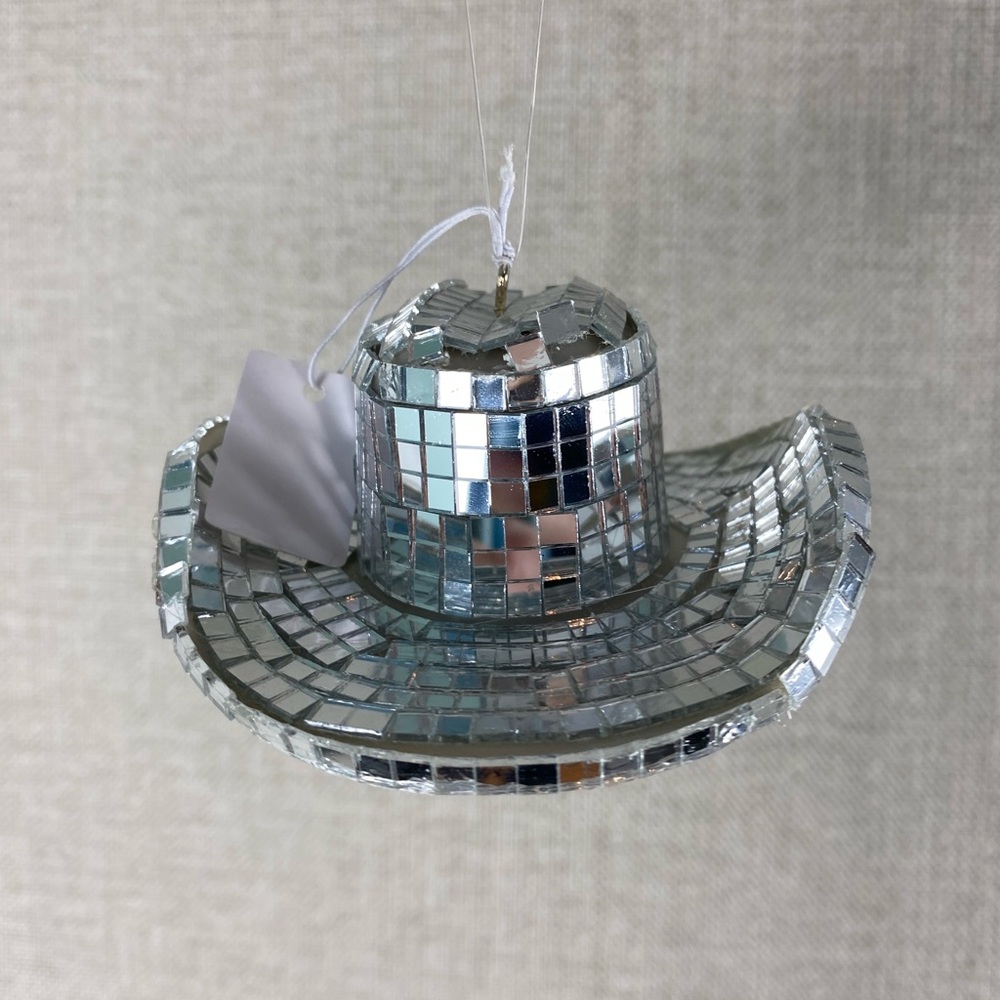 Madewell disco ball cowboy hat ornament